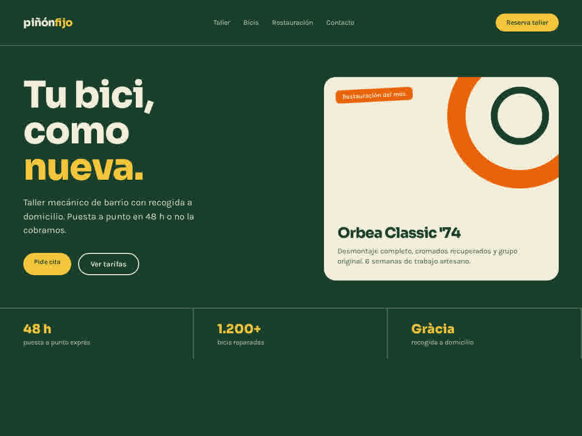 Web de taller de bicis diseñada desde cero por PulsePyme