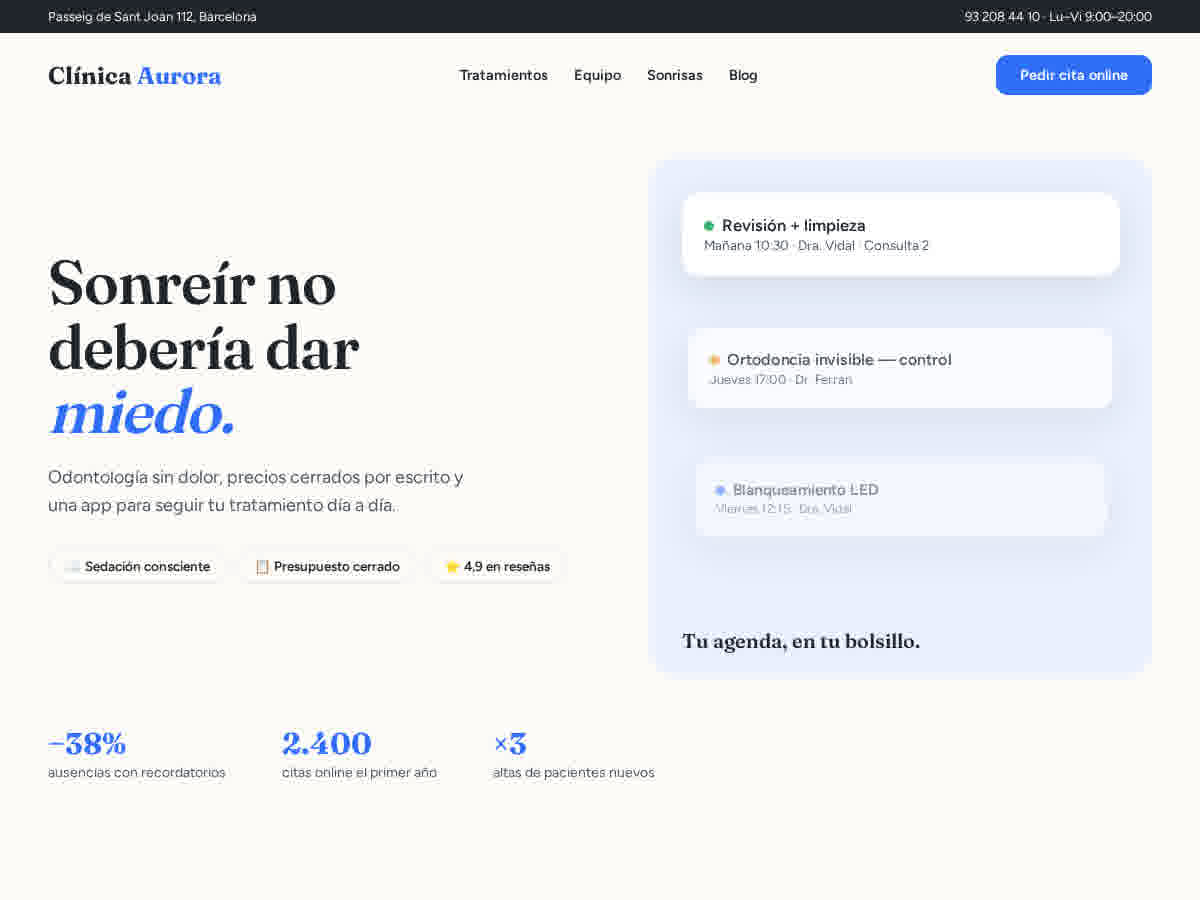 Rediseño de web de clínica hecho por PulsePyme